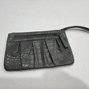 Mundi Croc-Embossed Wristlet Clutch  Green/gray